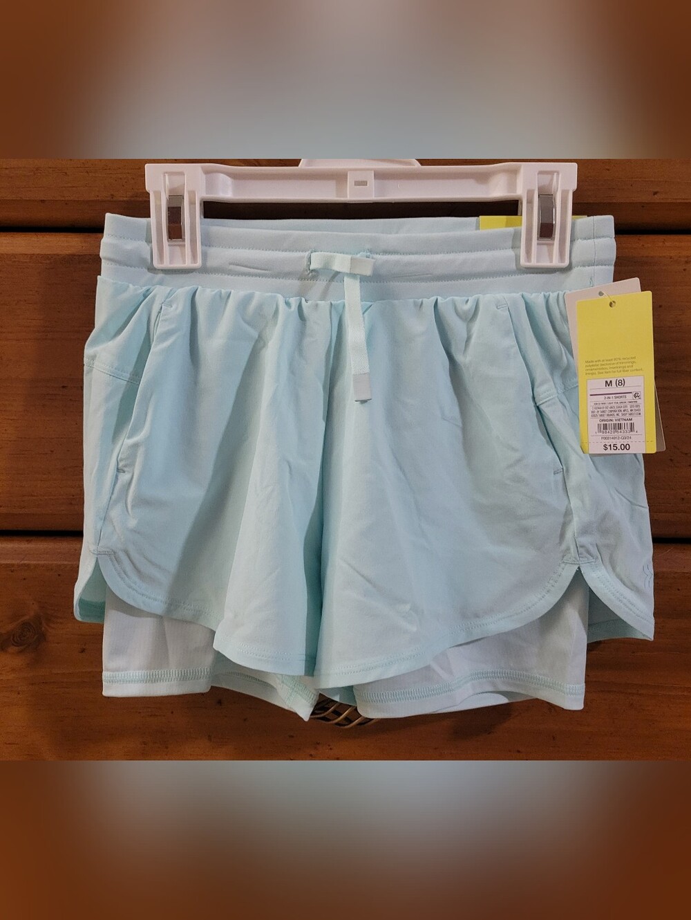 all in motion Mint Green Girls Layered Athletic Shorts